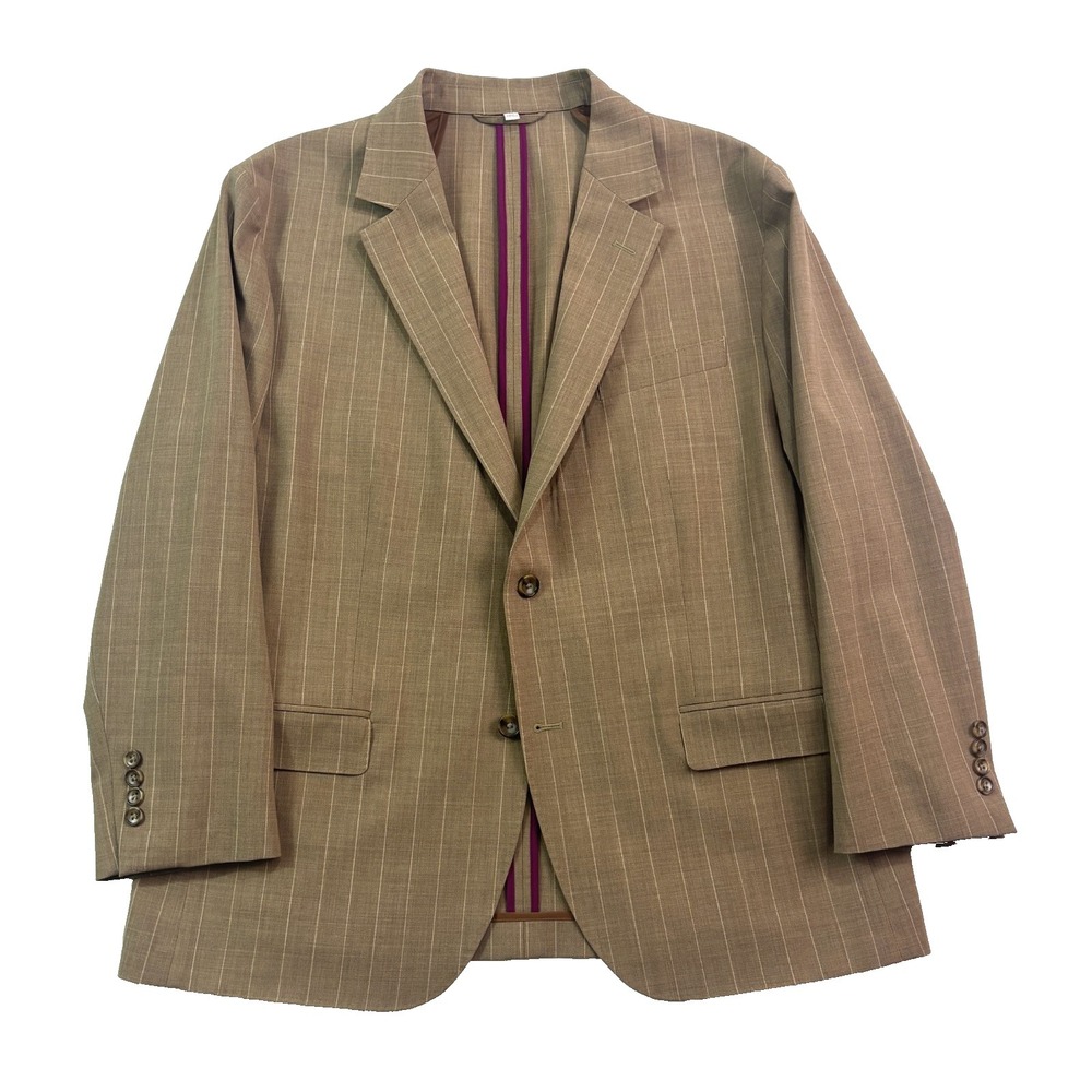 NEW Bonobos 44S Tan Chalk Stripe Jetsetter Unstructured Blazer Jacket Sport Coat